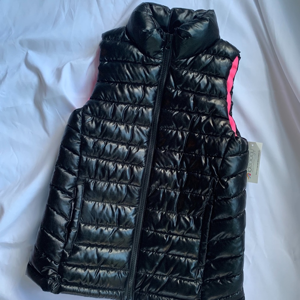 Slick Black quilted Puffer VEST NWT